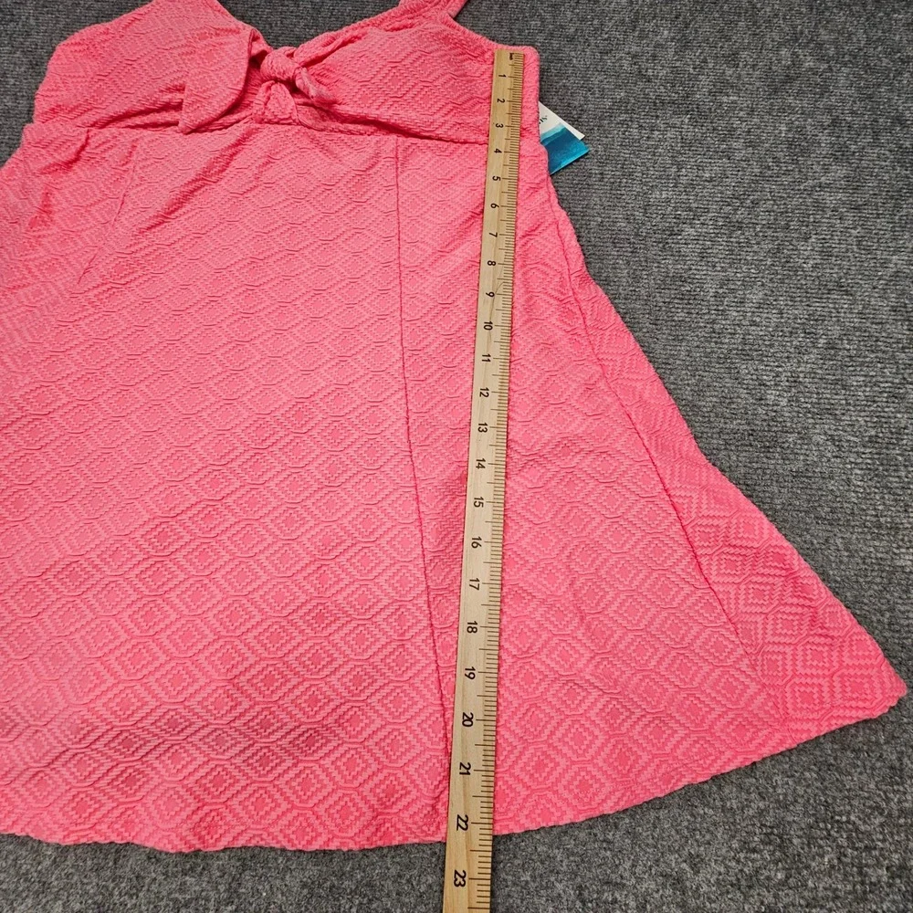 Swim Solutions Swim Dress Womens 16 Guava Pink Bow Front Tummy Control New - Picture 7 of 11